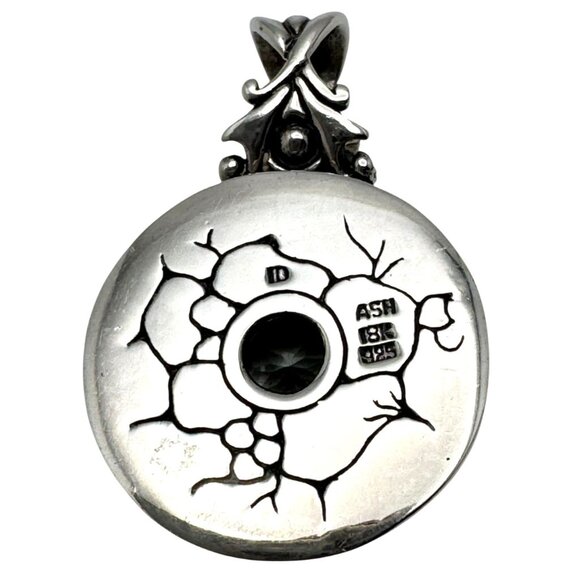 Bali Prasiolite Pendant Necklace Sterling Silver 18K Gold Scrollwork 16" - Picture 12 of 16